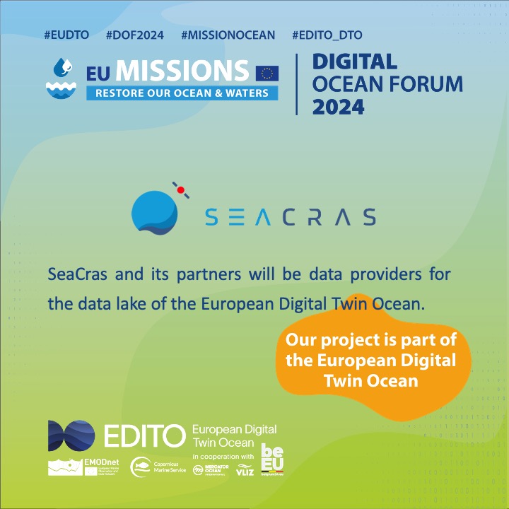 Digital Ocean Forum flyer saying SeaCras' project is part of the European Digital Twin Ocean (EDITO)