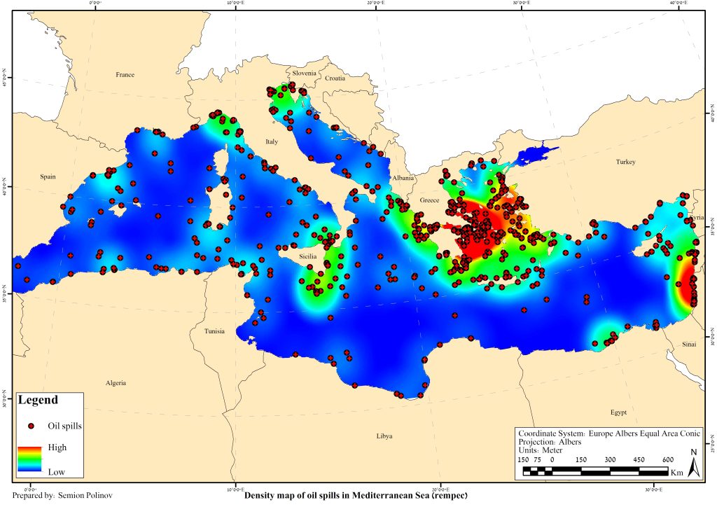 Oil spills occurrences (marine pollution detection) in the Mediterranean Sea