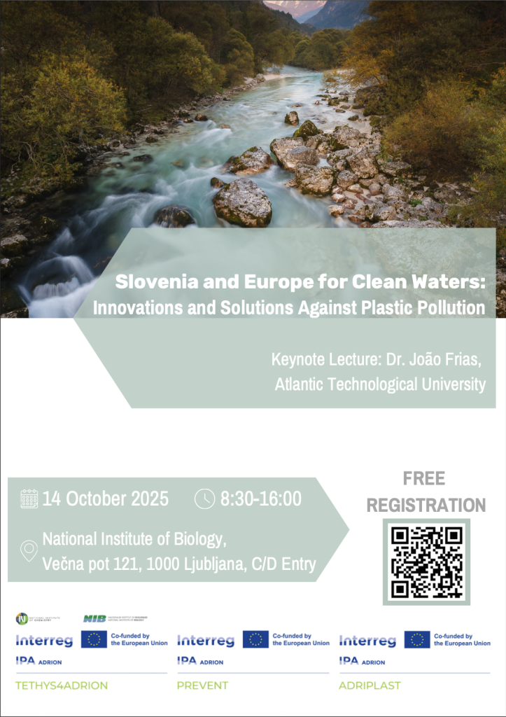 naslovna strana programa za event 'Slovenija i Europa za čiste vode: Inovacije i rješenja protiv onečišćenja plastikom'